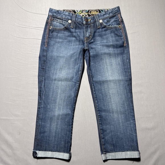 LA Denim Atelier Jeans Womens 25 Cropped Capri Rolled Cuff Stretch Made in USA - Picture 1 of 16